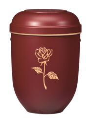 Magusa H21826 R-GB Naturstoff, Weinrot Matt, gekl. Emblem, Moderne Rose, Goldband