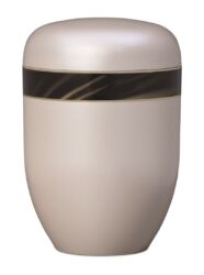 Magusa H25451 Naturstoff, Cremeweiss-Perlmutt, Dekorband Braun-Gold Patina