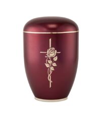 Magusa V2 5209 Naturstoff, Exclusivserie Edition Creatio, Fuß poliert, perlmutt weinrot, Motiv Kreuz mit Rose