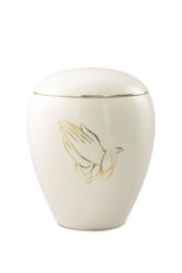 Magusa V6530BH-G Keramik, Edition Valencia, elfenbein glänzend, Goldstreifen, Betende Hände